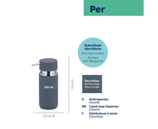 Дозатор для рідкого мила KELA Per димчасто-синій 300 мл (23755), зображення 2