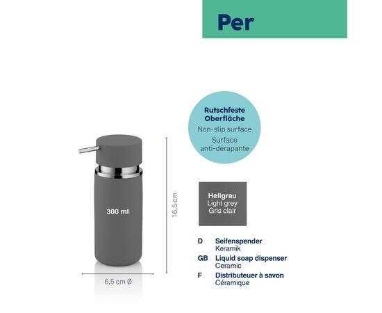 Дозатор для рідкого мила KELA Per світло-сірий 300 мл (20422), зображення 2