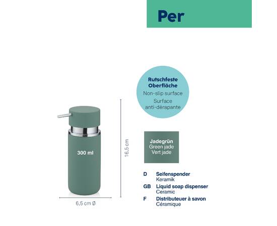 Дозатор для рідкого мила KELA Per зелений нефрит 300 мл (23757), зображення 2
