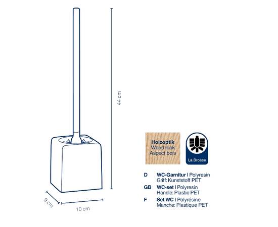 Ёршик для унитаза KELA Kaiu под дерево 44х10х9 см (23685), изображение 3
