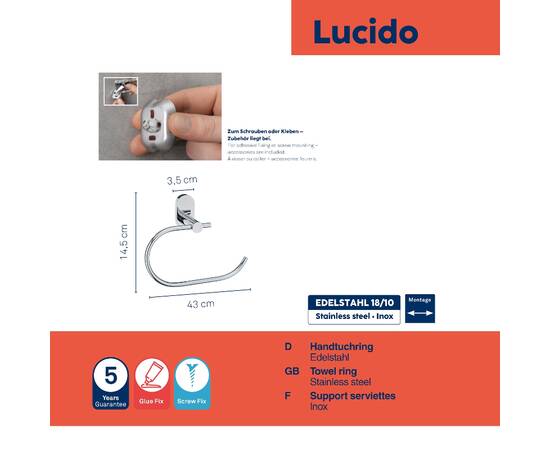 Кільце для рушників KELA Lucido сріблясте 18.5х7.5х14.5 см (22676), зображення 3