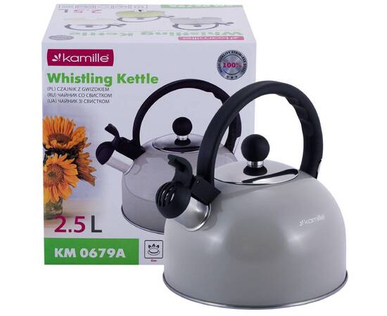 Чайник 2,5л зі свистком Kamille (0679GR), зображення 3