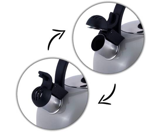 Чайник 2,5л зі свистком Kamille (0679GR), зображення 2