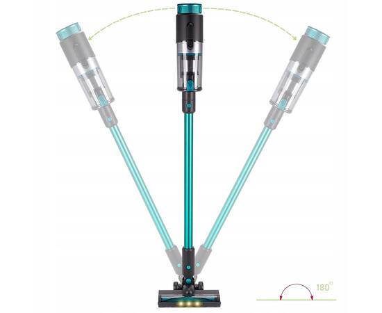 Бездротовий пилосос вертикальний 2в1 135Вт чорно-зелений Kamille (6901), зображення 2