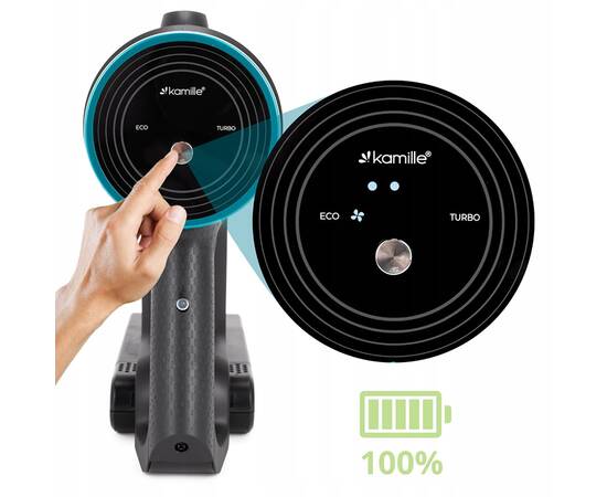 Бездротовий пилосос вертикальний 2в1 135Вт чорно-зелений Kamille (6901), зображення 11