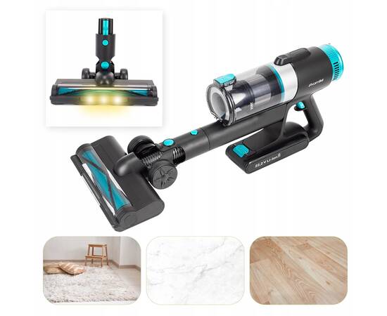 Бездротовий пилосос вертикальний 2в1 135Вт чорно-зелений Kamille (6901), зображення 4