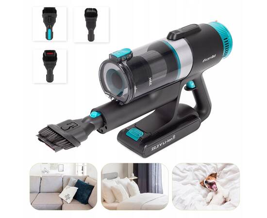 Бездротовий пилосос вертикальний 2в1 135Вт чорно-зелений Kamille (6901), зображення 5