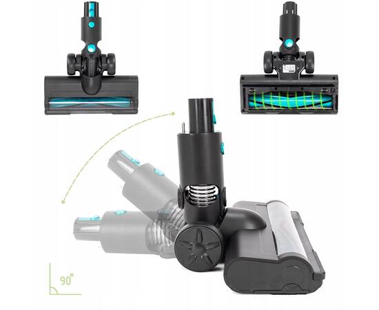 Бездротовий пилосос вертикальний 2в1 135Вт чорно-зелений Kamille (6901), зображення 9