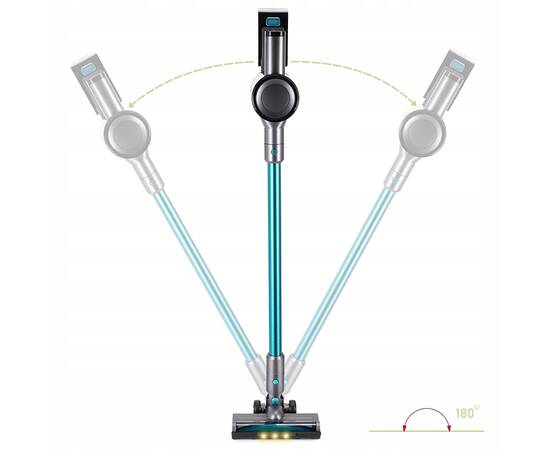 Бездротовий пилосос вертикальний 2в1 135Вт чорно-зелений Kamille (6902), зображення 2