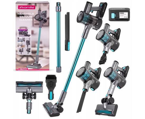 Бездротовий пилосос вертикальний 2в1 135Вт чорно-зелений Kamille (6902), зображення 11