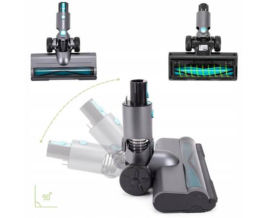 Бездротовий пилосос вертикальний 2в1 135Вт чорно-зелений Kamille (6902), зображення 8