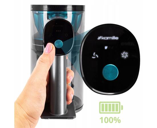 Бездротовий пилосос вертикальний 2в1 135Вт чорно-зелений Kamille (6902), зображення 9