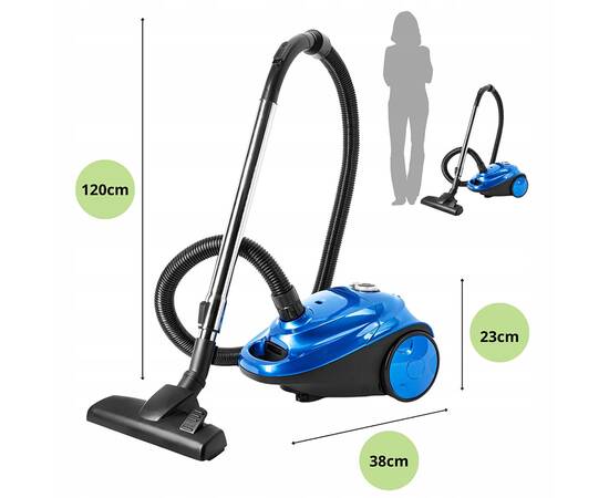 Пылесос с мешком 700Вт синий Kamille (6907), изображение 3