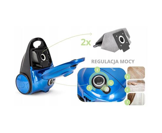 Пылесос с мешком 700Вт синий Kamille (6907), изображение 5