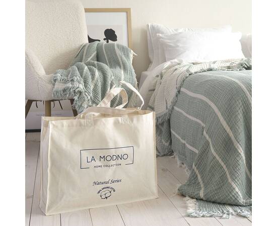 Покрывало La Modno муслиновое 170x240 PEARL GREEN (200352), Цвет: зеленый, Размер: 170x240, изображение 4