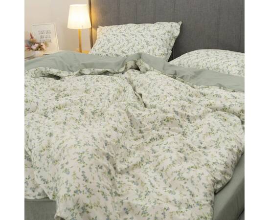 Постільна білизна 155 сатин люкс 200х220 Вілюта, Розмір: двоспальний євро 200х220, Основний колір: зелений, зображення 2