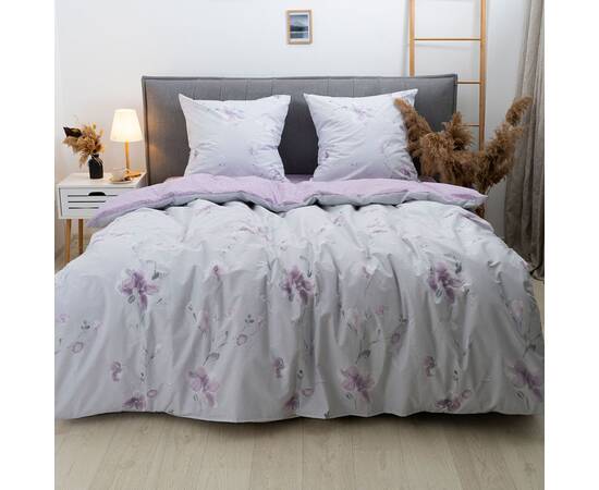 Постільна білизна 24253 ранфорс 200х220 з простирадлом на резинці 160х200 Вілюта, Розмір: двоспальний євро 200х220, Основний колір: бузковий, зображення 2