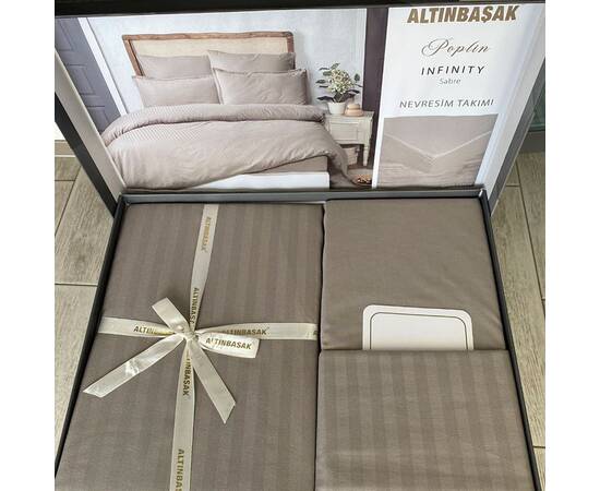 Постельное белье Altinbasak поплин 200х220 sabre, Размер: двуспальный евро 200х220, Основной цвет: бежевый, изображение 2