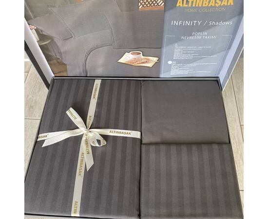 Постільна білизна Altinbasak поплін 200х220 shadows, Розмір: двоспальний євро 200х220, Основний колір: сірий, зображення 3