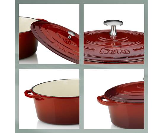 Гусятница чугунная с крышкой KELA Calido 29х23х11 см 4 л (12860) красная, изображение 3