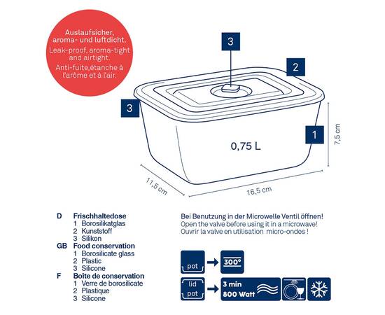 Контейнер для хранения KELA Aurelia 0.75 л, прямоугольный (12644), изображение 2
