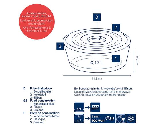 Контейнер для зберігання KELA Aurelia O 11.5 см 0.17 л, круглий (12639), зображення 2
