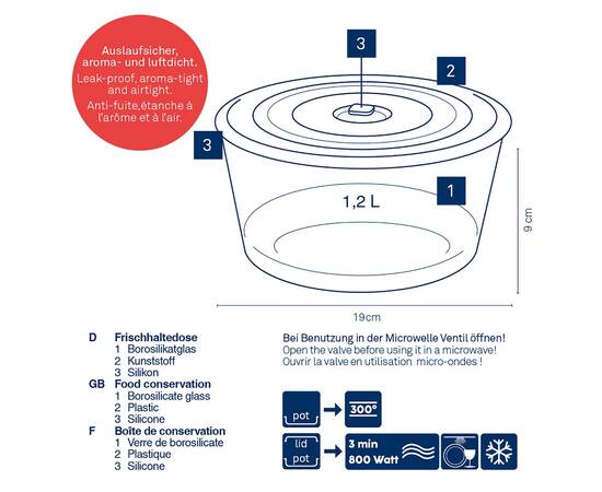 Контейнер для зберігання KELA Aurelia O 19 см 1.2 л, круглий (12641), зображення 2