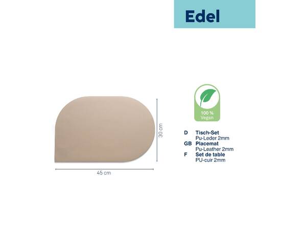 Коврик сервировочный KELA Edel, бежевый 45х30 см (12659), Тип: сеты и подтарельники, Цвет: бежевый, Форма скатерти: овальная, Размер: 30x45, изображение 3