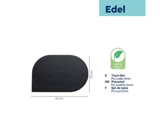 Коврик сервировочный KELA Edel, черный 45х30 см (12664), Тип: сеты и подтарельники, Цвет: черный, Форма скатерти: овальная, Размер: 30x45, изображение 3