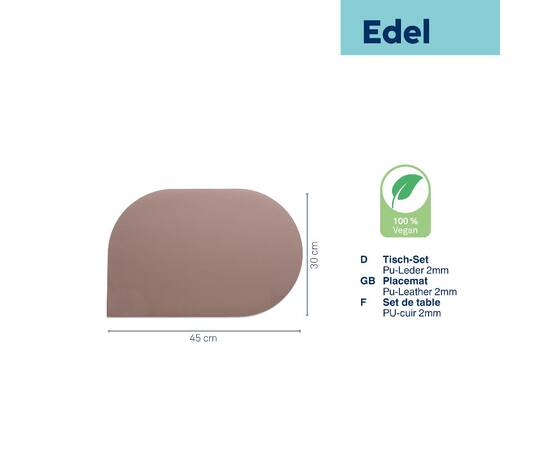 Коврик сервировочный KELA Edel, коричневый 45х30 см (12660), Тип: сеты и подтарельники, Цвет: коричневый, Форма скатерти: овальная, Размер: 30x45, изображение 3