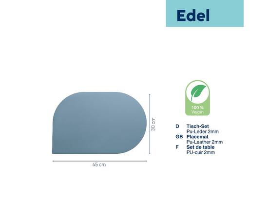 Коврик сервировочный KELA Edel, дымчасто-голубий, 45х30 см (12662), Тип: сеты и подтарельники, Цвет: голубой, Форма скатерти: овальная, Размер: 30x45, изображение 3