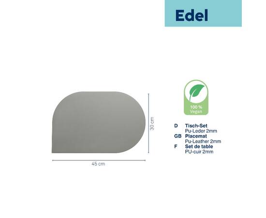 Коврик сервировочный KELA Edel, светло-серый, 45х30 см (12663), Тип: сеты и подтарельники, Цвет: серый, Форма скатерти: овальная, Размер: 30x45, изображение 3