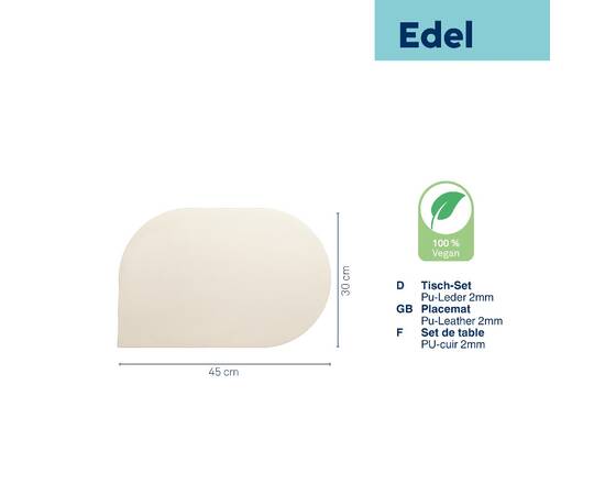 Килимок сервірувальний KELA Edel, білий 45х30 см (12665), Тип: сети та підтарільники, Основний колір: білий, Форма скатертини: овальна, Розмір: 30x45, зображення 3