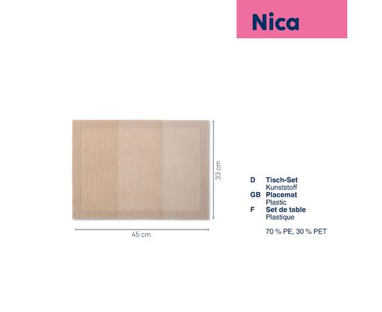 Коврик сервировочный KELA Nica, бежевый 45х33 см (12831), Тип: сеты и подтарельники, Цвет: бежевый, Форма скатерти: прямоугольная, Размер: 45x33, изображение 3