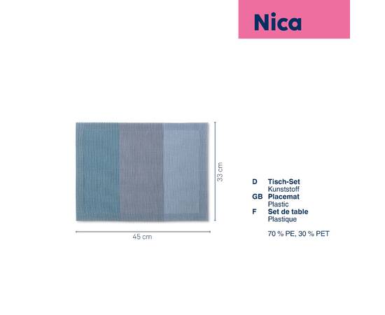 Килимок сервірувальний KELA Nica, темно-синій 45х33 см (12827), Тип: сети та підтарільники, Основний колір: синій, Форма скатертини: прямокутна, Розмір: 45x33, зображення 3