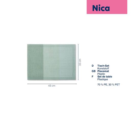 Коврик сервировочный KELA Nica, дымчасто-зеленый, 45х33 см (12830), Тип: сеты и подтарельники, Цвет: зеленый, Форма скатерти: прямоугольная, Размер: 45x33, изображение 3