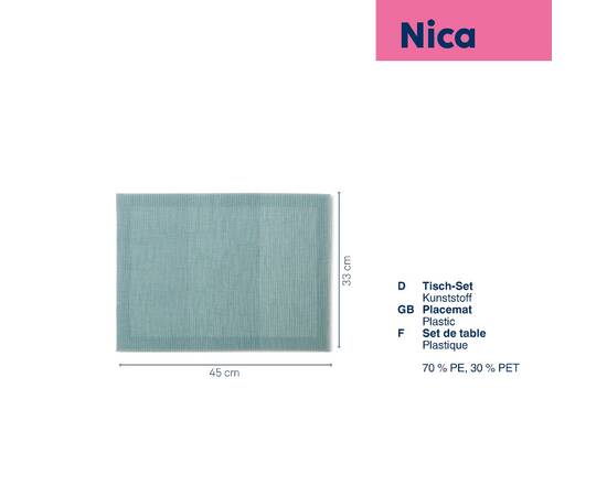 Килимок сервірувальний KELA Nica, світло-блакитний, 45х33 см (12828), Тип: сети та підтарільники, Основний колір: блакитний, Форма скатертини: прямокутна, Розмір: 45x33, зображення 3
