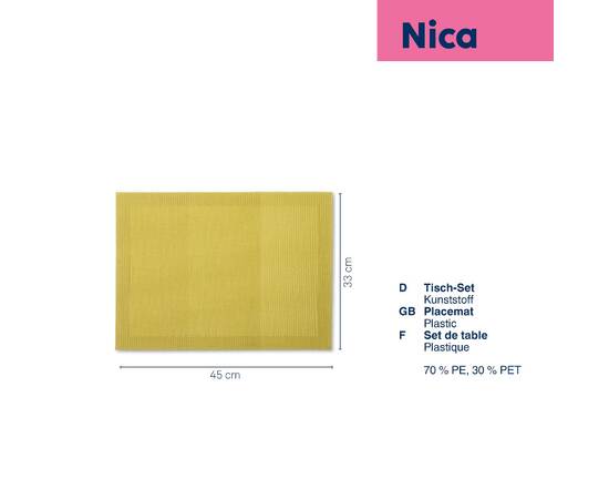 Коврик сервировочный KELA Nica, желтый 45х33 см (12834), Тип: сеты и подтарельники, Цвет: желтый, Форма скатерти: прямоугольная, Размер: 45x33, изображение 3