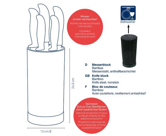 Набор ножей KELA Acida бамбук, 6 предметов (11283), изображение 3