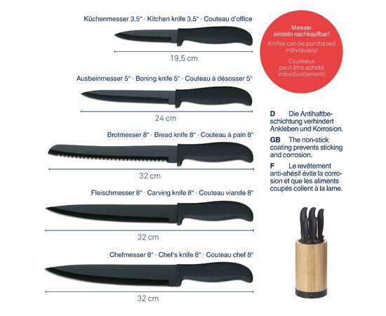 Набор ножей KELA Acida бамбук, 6 предметов (11283), изображение 4