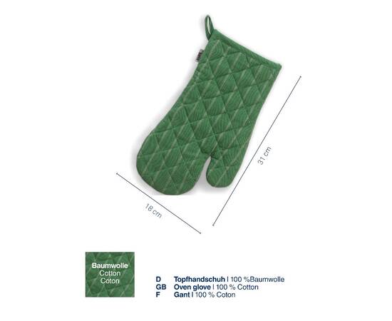 Прихватка-рукавиця KELA Cora 31x18 см темно-зелена в смужку (12818), зображення 3