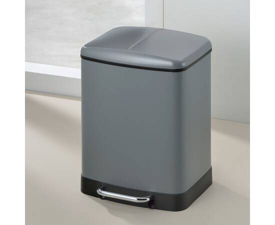 Ведро для мусора KELA Davino с педалью серое 2х12 л, 2 отдела (10949), изображение 3