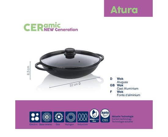 Вок із кришкою та двома ручками KELA Atura, 32 см 4 л (15174), зображення 3