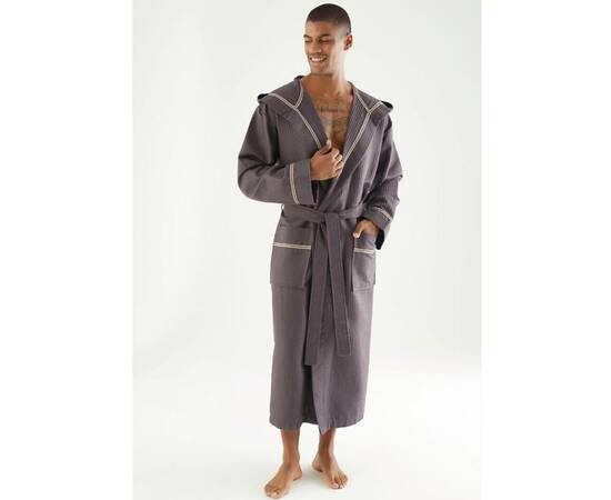 Халат чоловічий вафельний NUSA ns 24680 a. kahve (2xl), Колір: коричневий, Розмір: 2XL, зображення 3