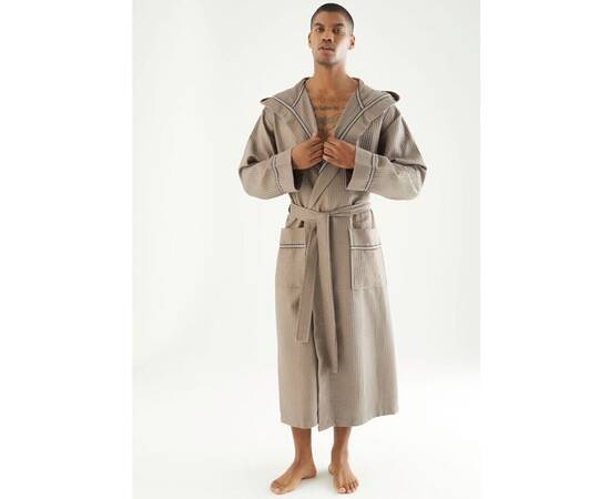 Халат мужской вафельный NUSA ns 24680 beige (3xl), Цвет: бежевый, Размер: 3XL, изображение 3