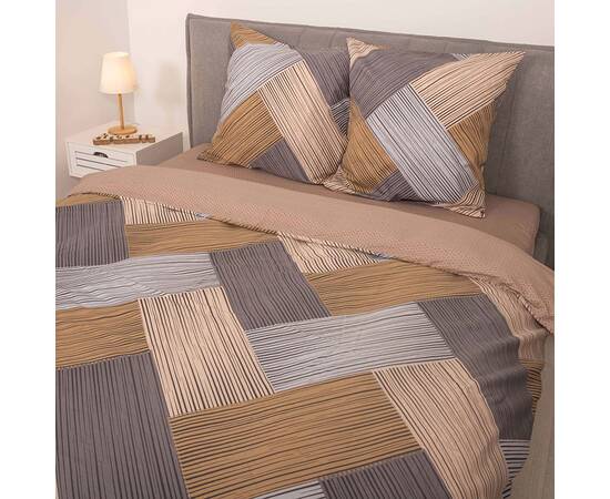 Постільна білизна 23240 ранфорс 200х220 з простирадлом на резинці 160х200 Вілюта, Розмір: двоспальний євро 200х220, Основний колір: бежевий, зображення 3