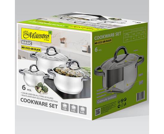 Набор посуды Maestro 6 пр. (MR3522-6M-BLACK), изображение 4