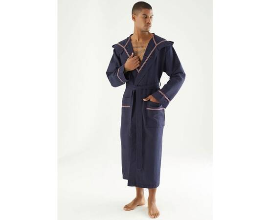 Халат мужской вафельный NUSA ns 24680 lacivert (l/xl), Цвет: синий, Размер: L/XL, изображение 3