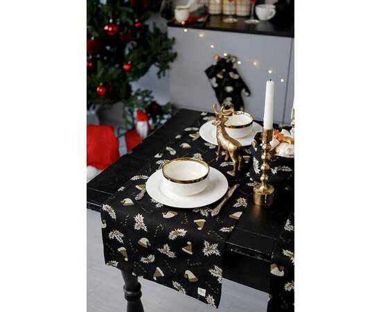 Дорожка 40х180 Шапочки на чорному Прованс (036446), Тип: дорожки (раннеры), Цвет: черный, Форма скатерти: прямоугольная, Размер: 40x180, изображение 2