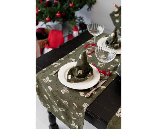 Дорожка 40х180 Шапочки на зеленому Прованс (036826), Тип: дорожки (раннеры), Цвет: зеленый, Форма скатерти: прямоугольная, Размер: 40x180, изображение 2